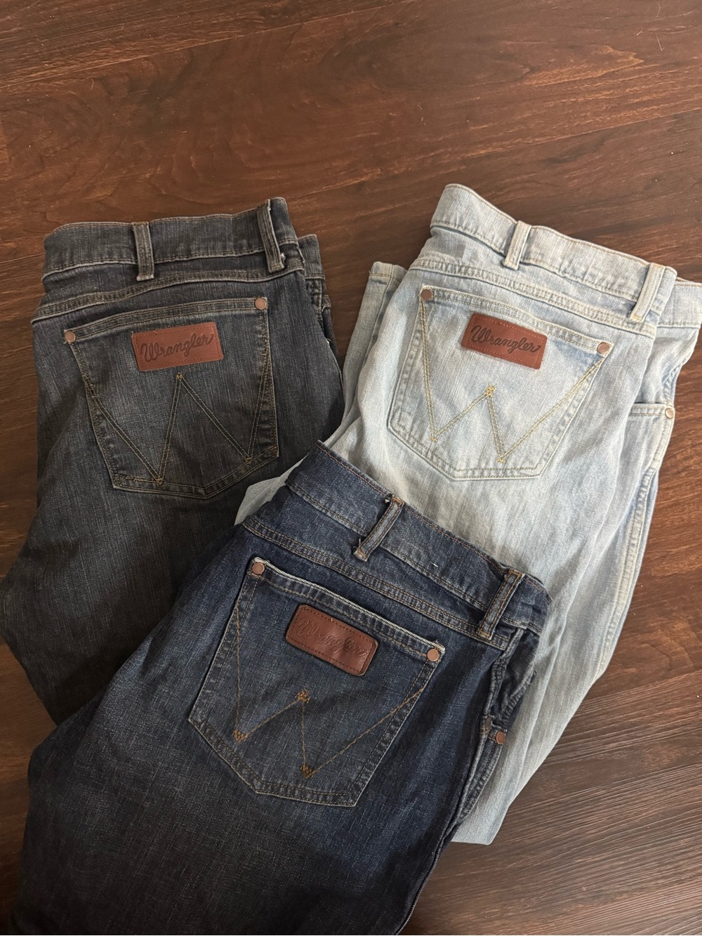 Bundle of 3 Wrangler Retro Men Jeans - Dark Blue, Light Blue, Medium Blue 38x32